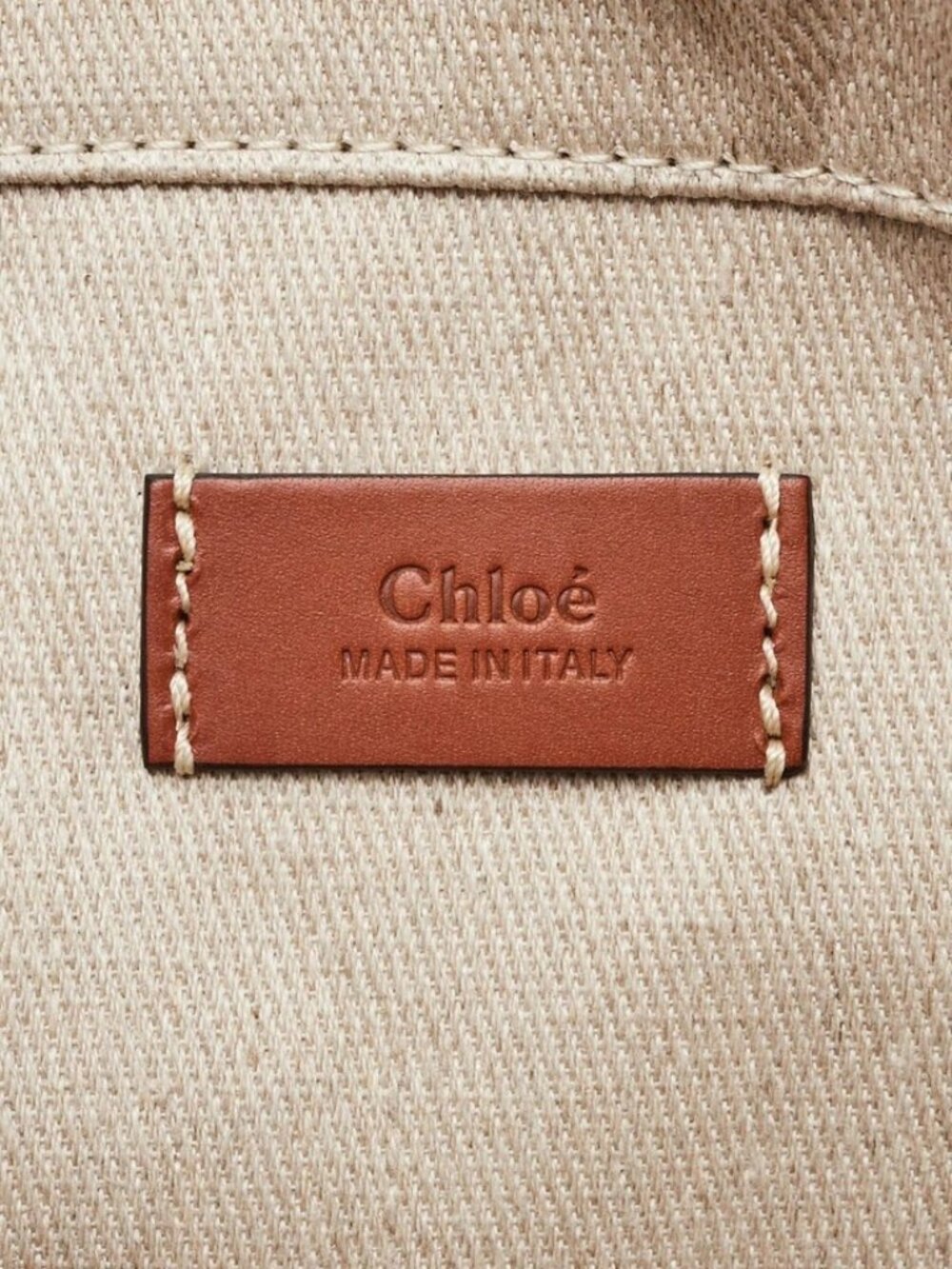 Chloe Brown/Beige Leather/Canvas Kayan Perforated Medium Tote Bag - Picture 9 of 12